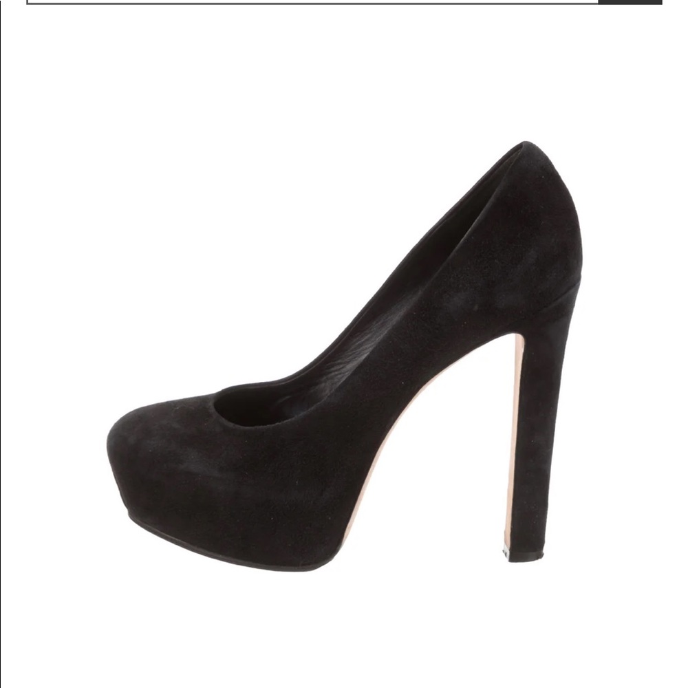 Brian Atwood Black Suede Platform Pumps